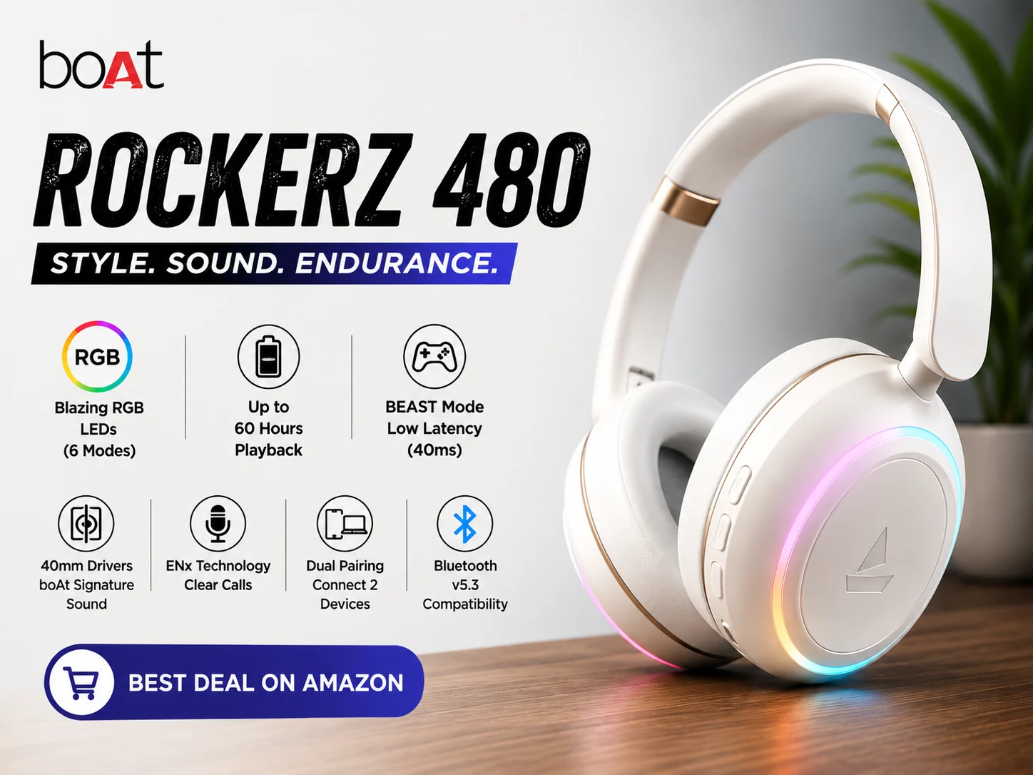 boAt Rockerz 480 Review A Stylish Wireless Headphone with RGB Lights and 60-Hour Battery